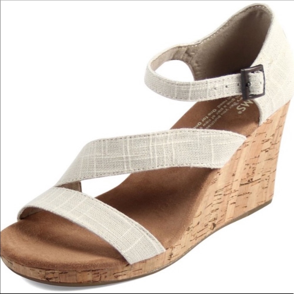Toms Clarissa wedge twill cork sandal casual